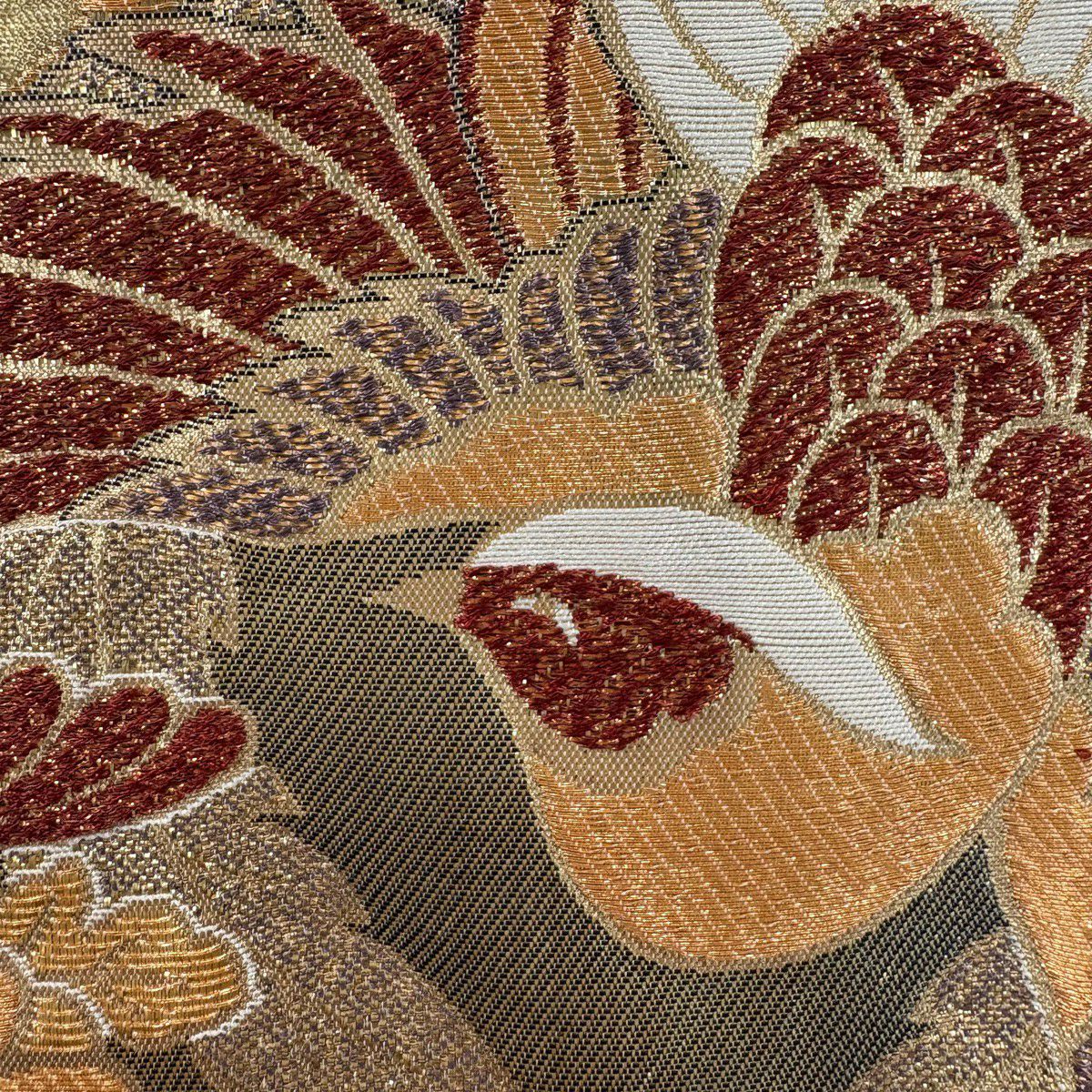 袋帶 秀品級 鳳凰 梅花 金金箔 金絲 奶油 六通 純蠶絲