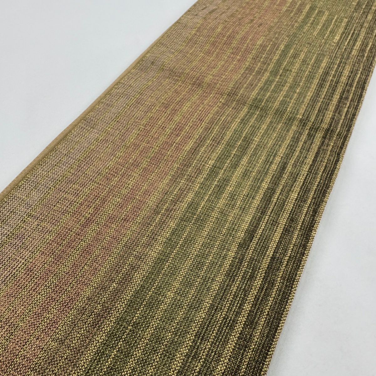 【美品】 袋帶 秀品級 縞 幾何圖案 金絲 金色 大鼓圖案 純蠶絲