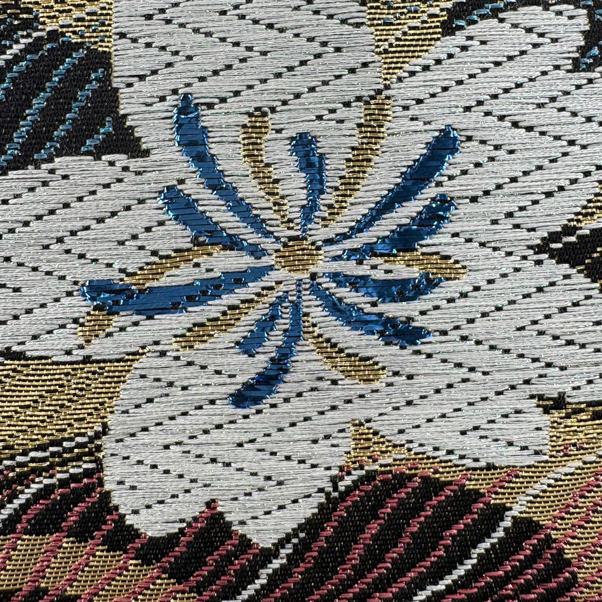 【美品】 袋帶 秀品級櫻花流水金金箔金絲金色六通純蠶絲