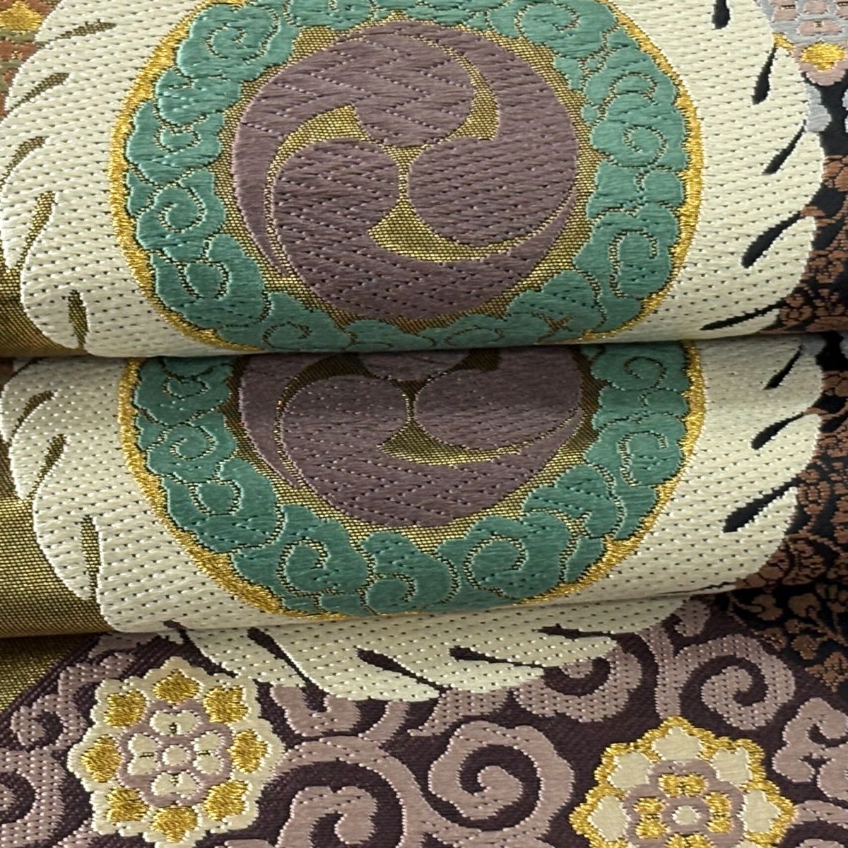 袋帶 逸品級 證書齊全 鳳凰 鱗片 金絲 金金箔 金色 六通 純蠶絲