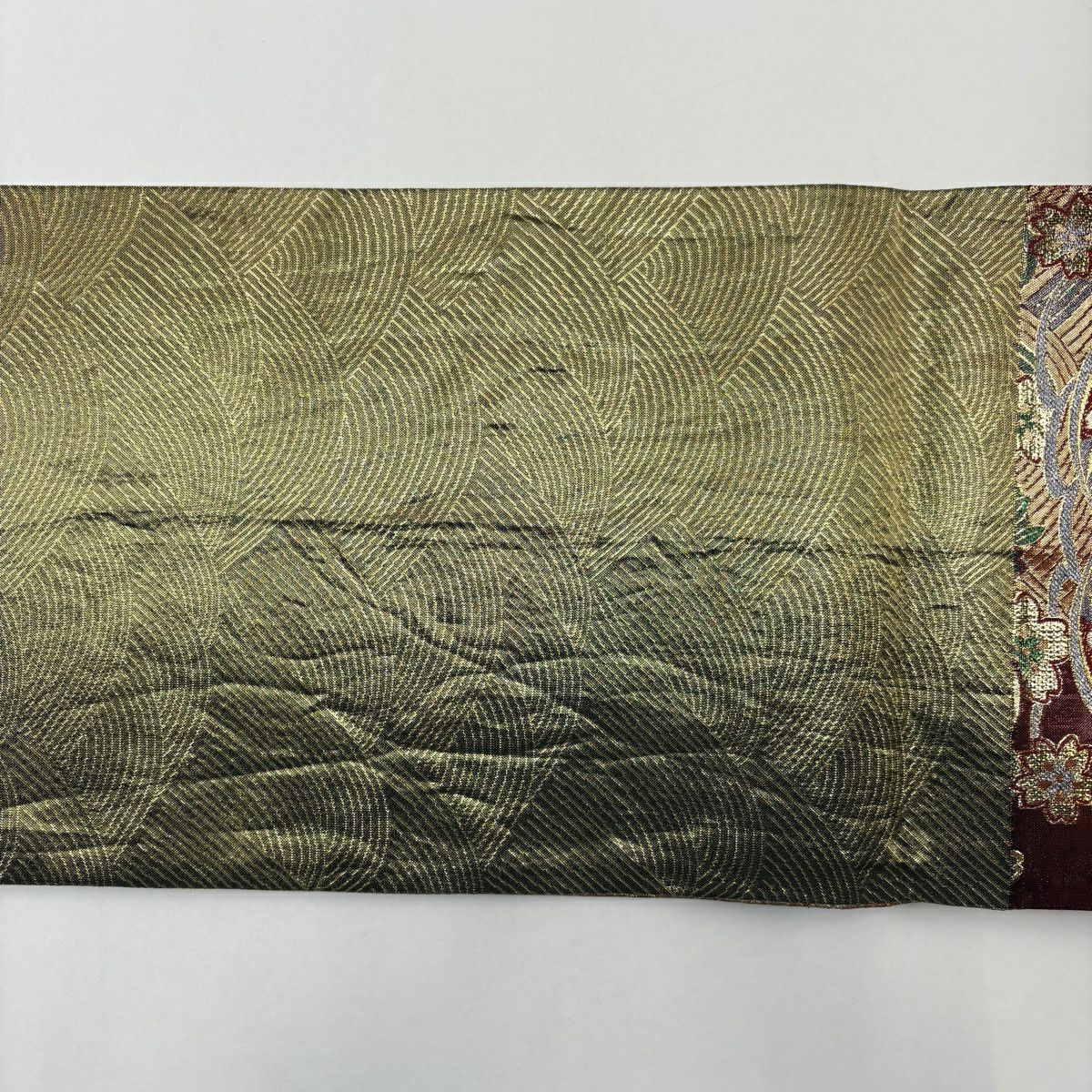 【美品】 袋帶 秀品級 笠松樹 櫻花 金金箔 紅黑 六通 純蠶絲