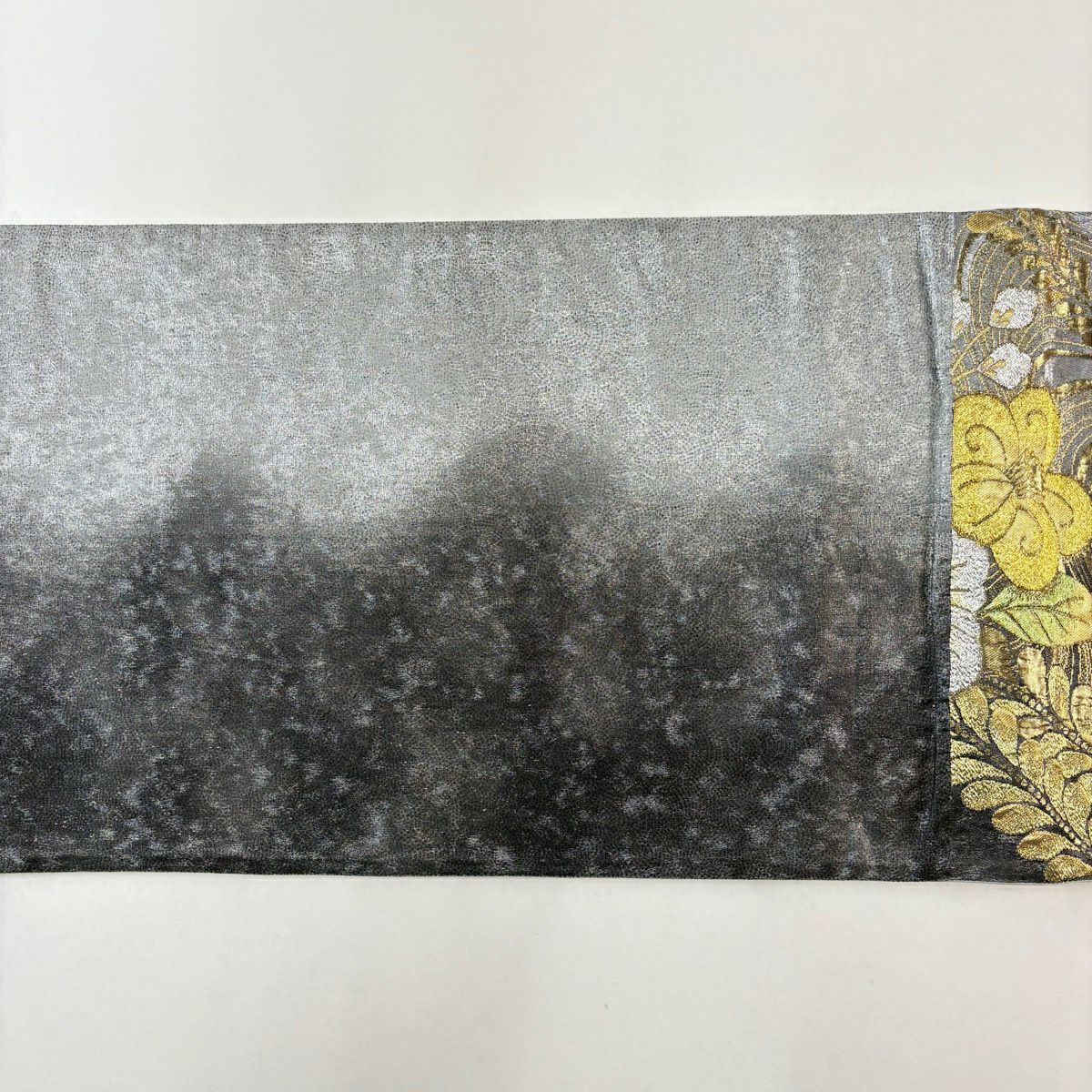 【美品】 袋帶 秀品級 辻花染圖案 流水 金銀線 金金箔 銀 六通 純蠶絲