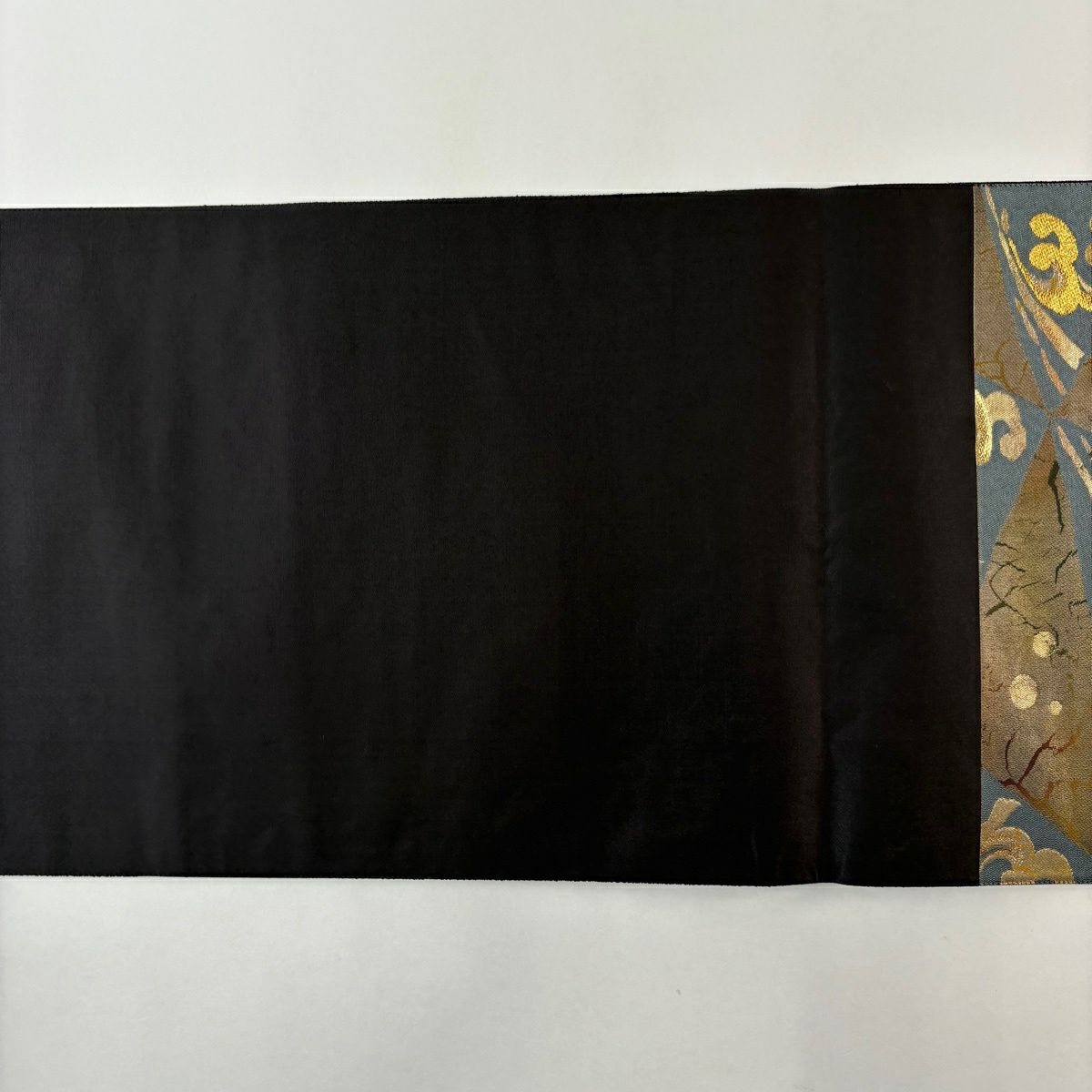 【美品】 袋帶 秀品級 波頭 幾何學 金絲 金金箔 金茶 六通 純蠶絲