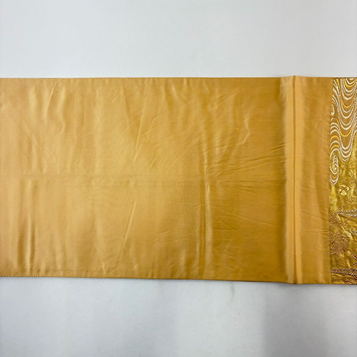 【美品】 袋帶 秀品級 華紋 流水 金銀線 金金箔 金色 六通 純蠶絲