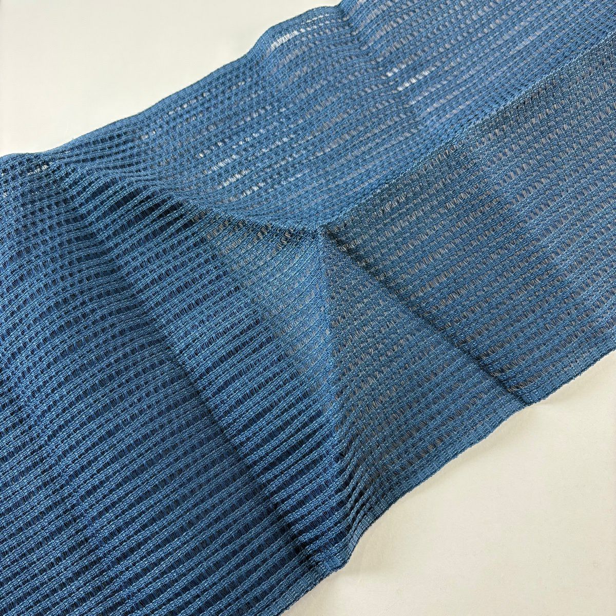 名古屋帶 秀品級 夏帶 八寸名古屋帶 松樹葉仕立 雜色幾何學 深藍 純蠶絲