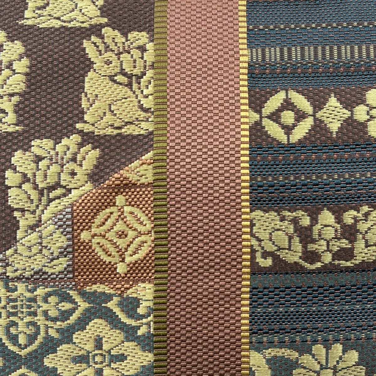【美品】 名古屋帶 秀品級 八寸名古屋帶 松樹葉仕立 花兔 花菱 唐織 紅紫 純蠶絲