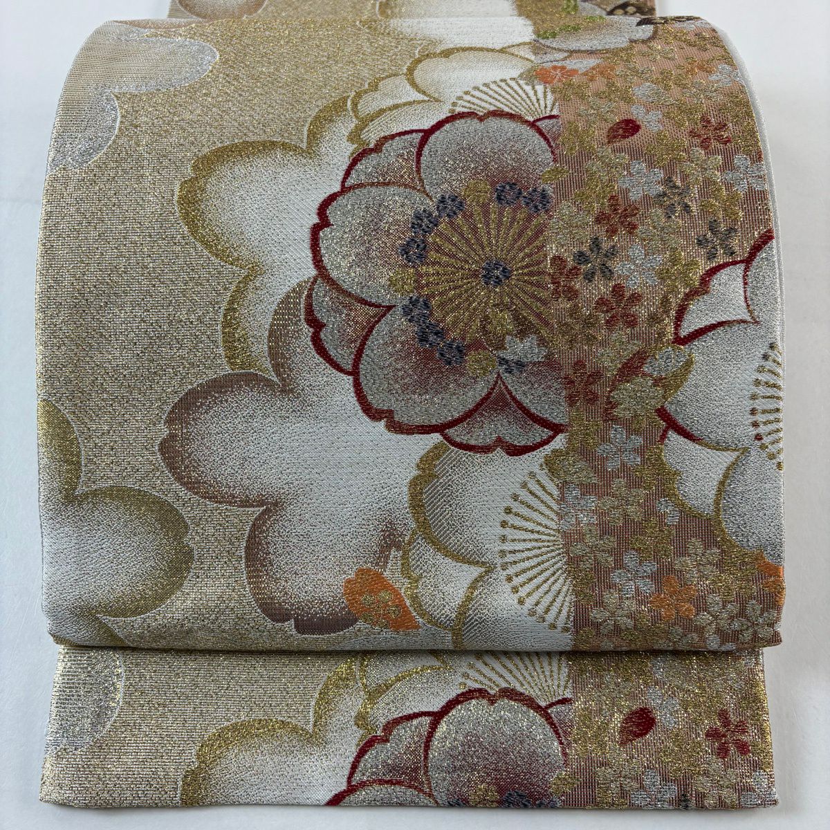 袋帶 秀品級 櫻花 金絲 金金箔 金色 六通 純蠶絲