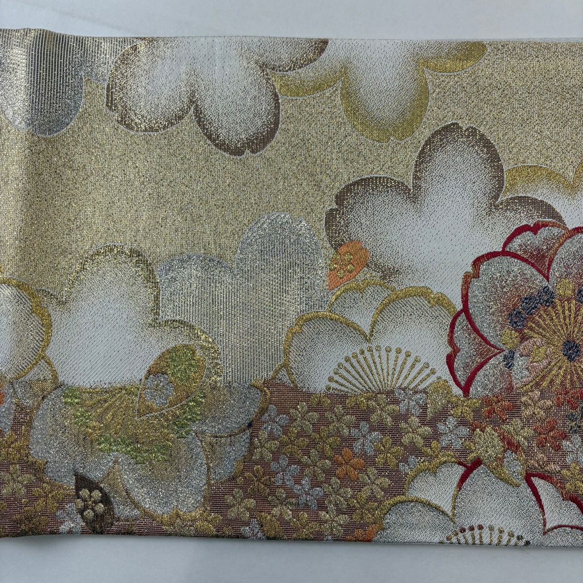 袋帶 秀品級 櫻花 金絲 金金箔 金色 六通 純蠶絲