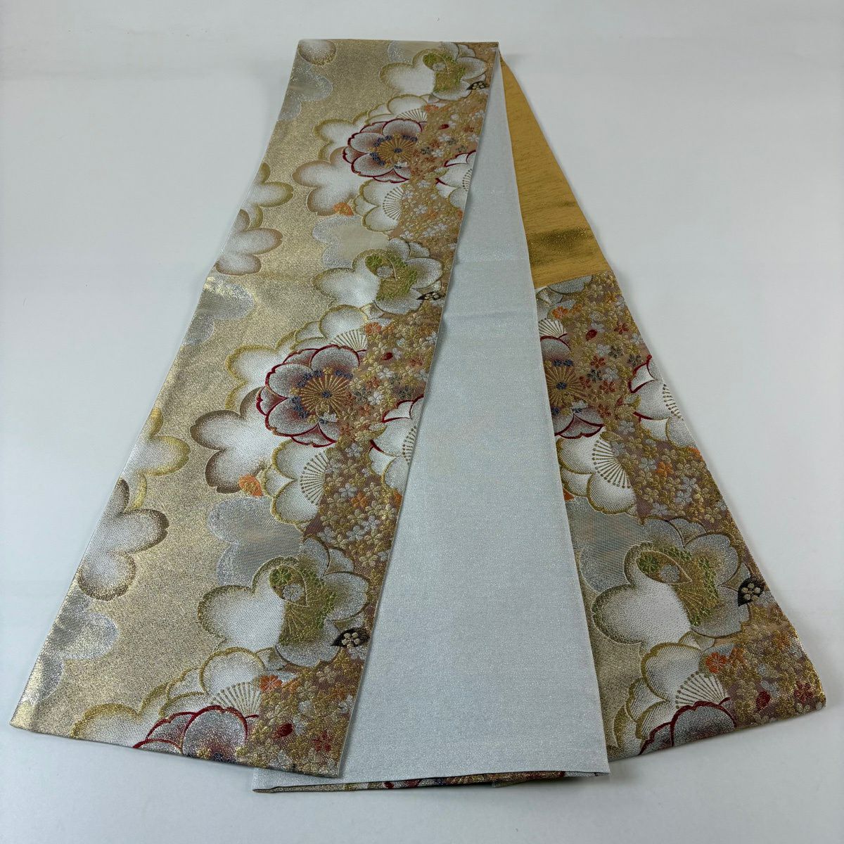 袋帶 秀品級 櫻花 金絲 金金箔 金色 六通 純蠶絲