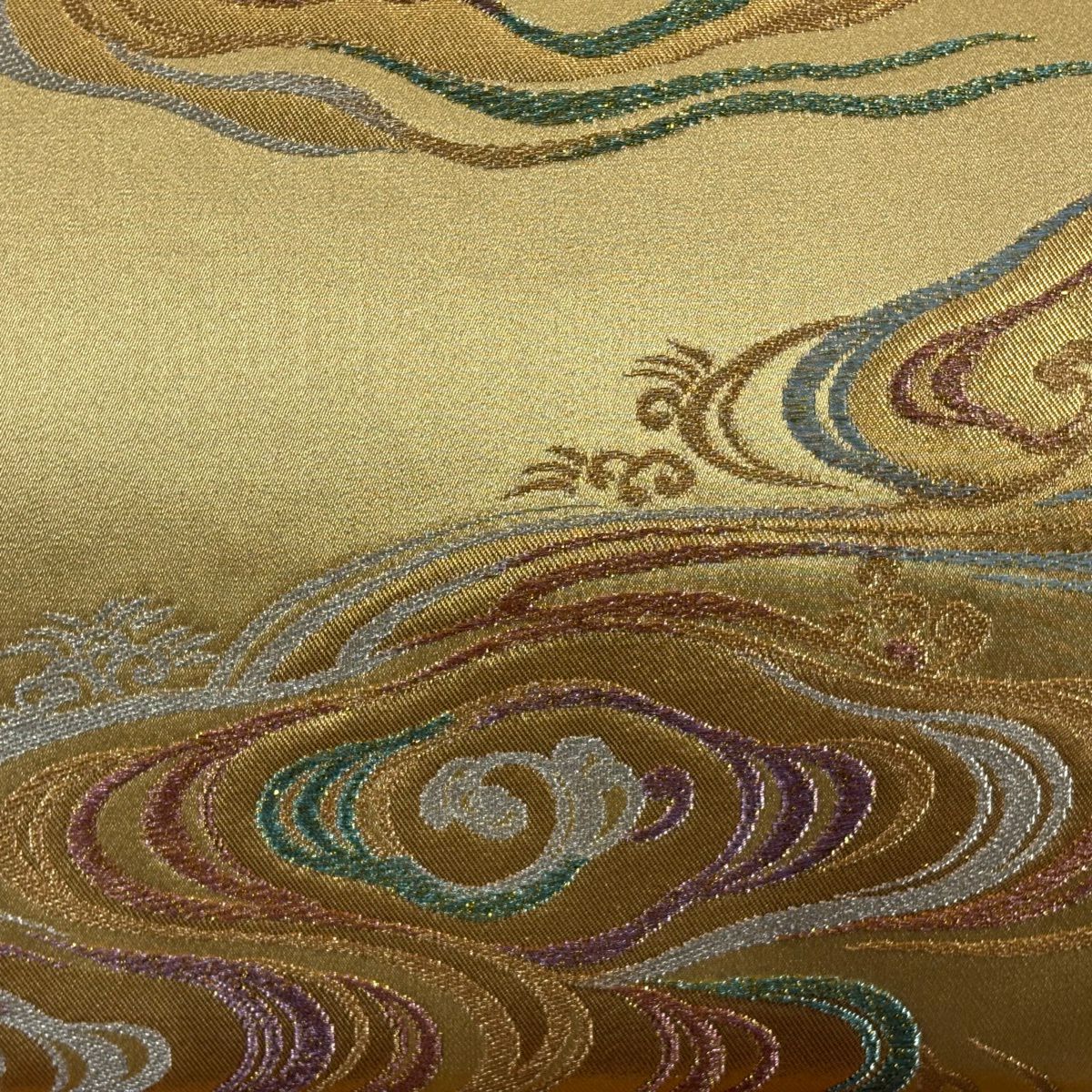 【美品】 袋帶 秀品級 波頭 流水 金銀線 金金箔 金色 六通 純蠶絲