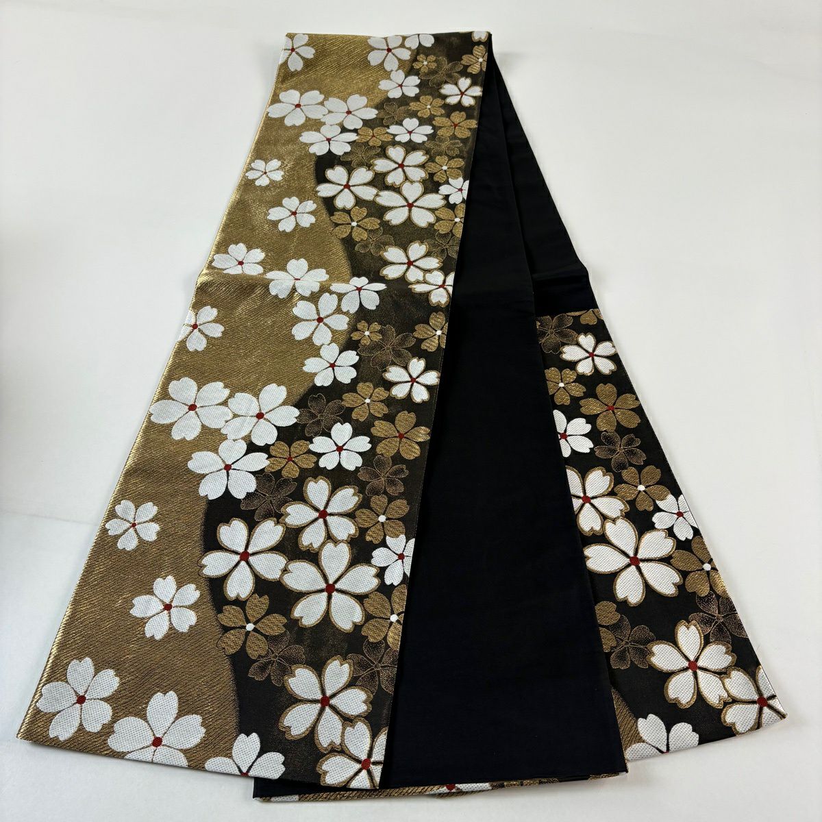 袋帶 秀品級 鈴乃屋 樱 金絲 金茶 六通 純蠶絲