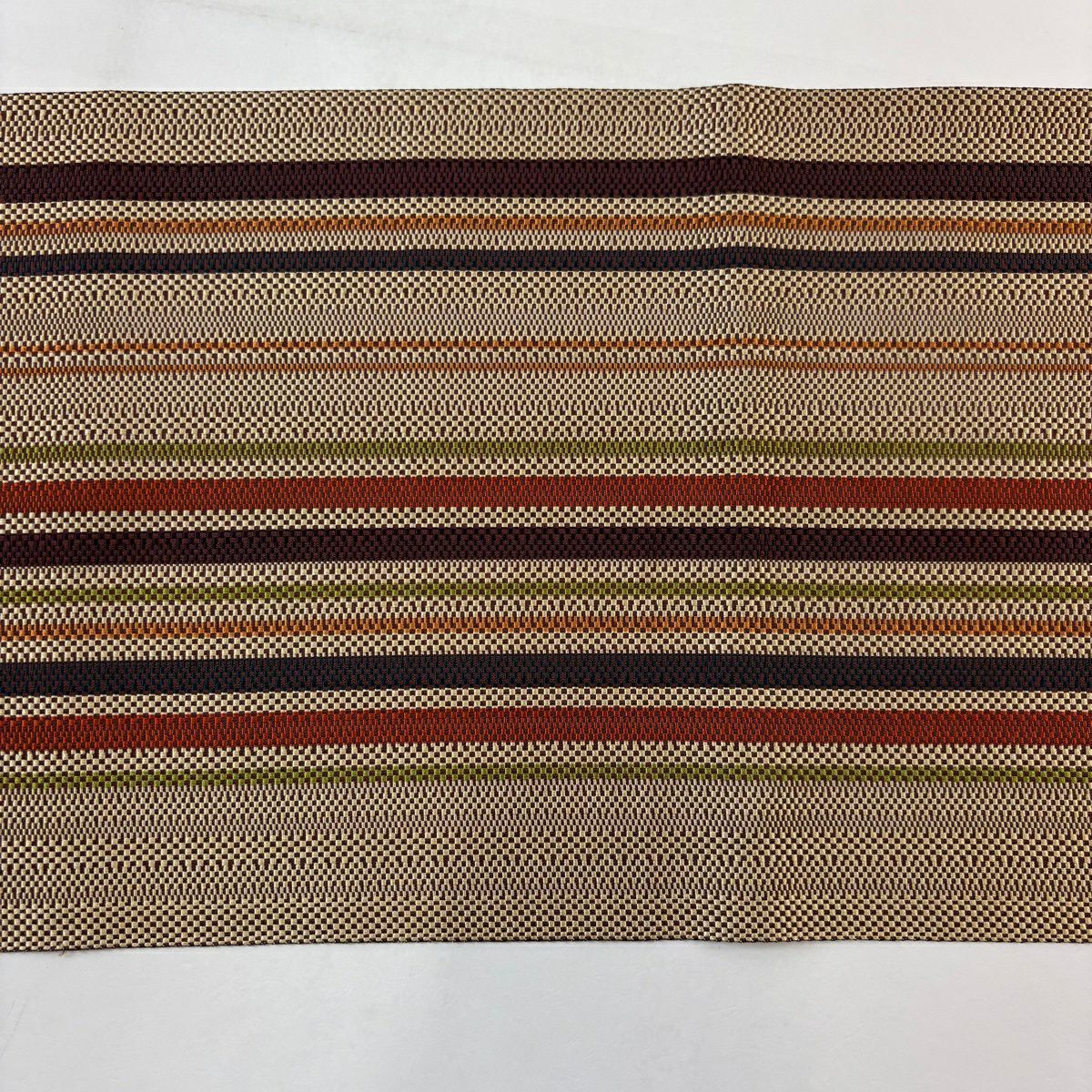 【美品】 名古屋帶 秀品級 八寸名古屋帶 松樹葉仕立 雜紋 薄茶 純蠶絲
