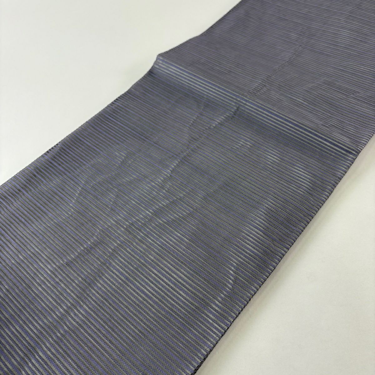 【美品】 袋帶 秀品級 夏帶 絽 色紙 幾何圖案 灰紫 お太鼓柄 純蠶絲