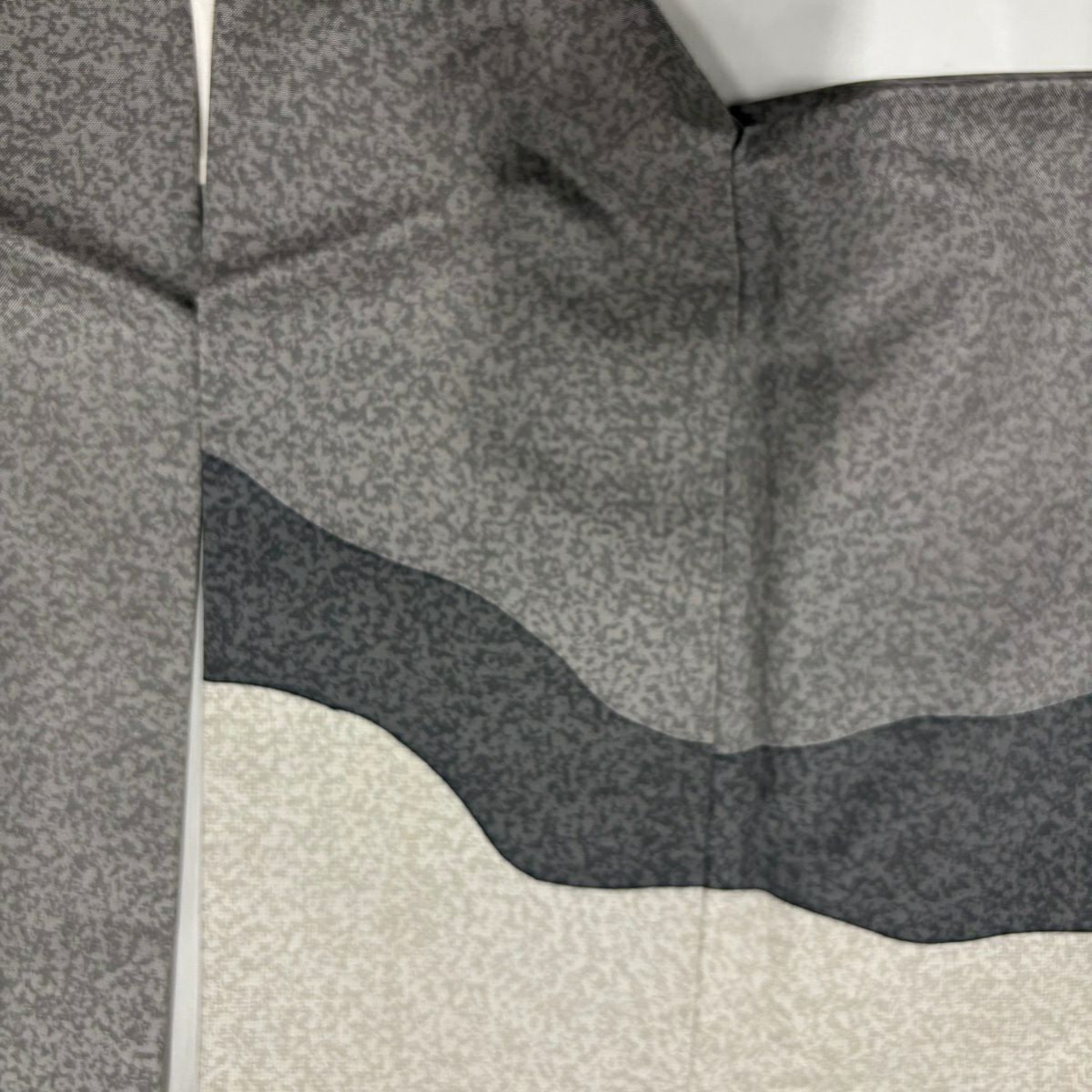 【美品】訪問服 身長160cm 袖長64cm M 雙層 紬織織 霞 灰色 純蠶絲 秀品級