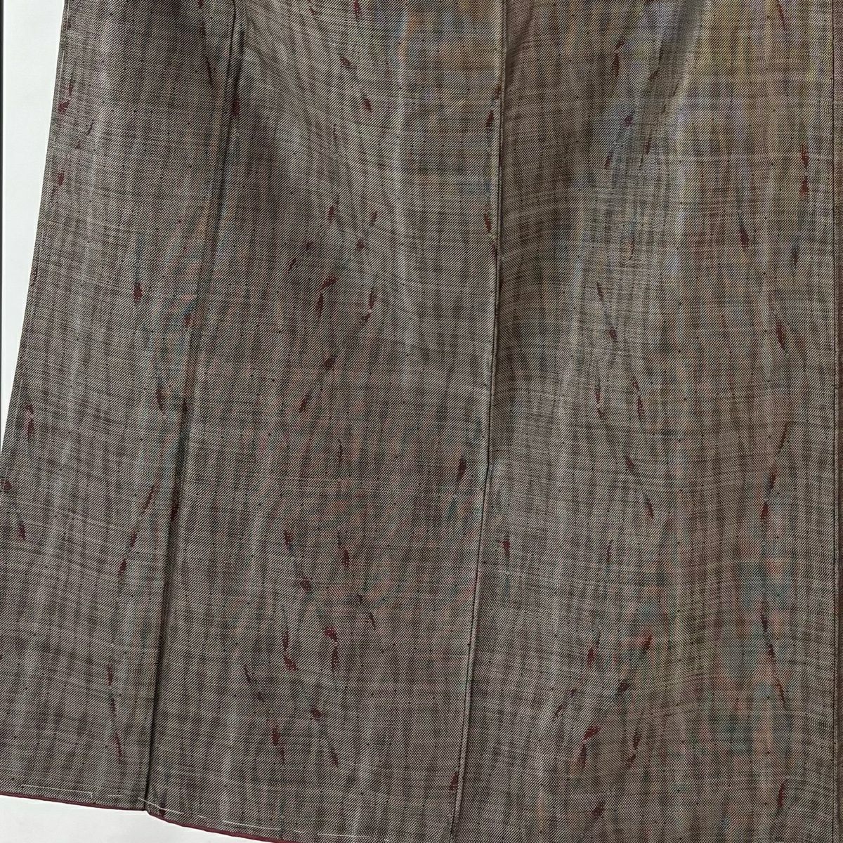 【美品】 大島紬織 身長150.5cm 袖長62cm S 雙層 證書附帶 幾何圖案 純泥染 焦茶 純蠶絲 優品級