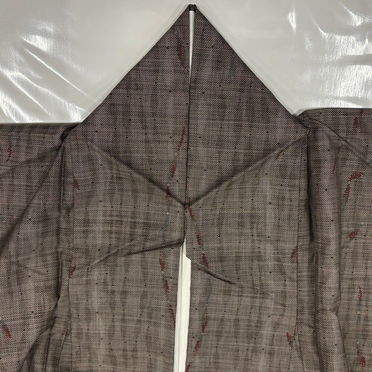 【美品】 大島紬織 身長150.5cm 袖長62cm S 雙層 證書附帶 幾何圖案 純泥染 焦茶 純蠶絲 優品級
