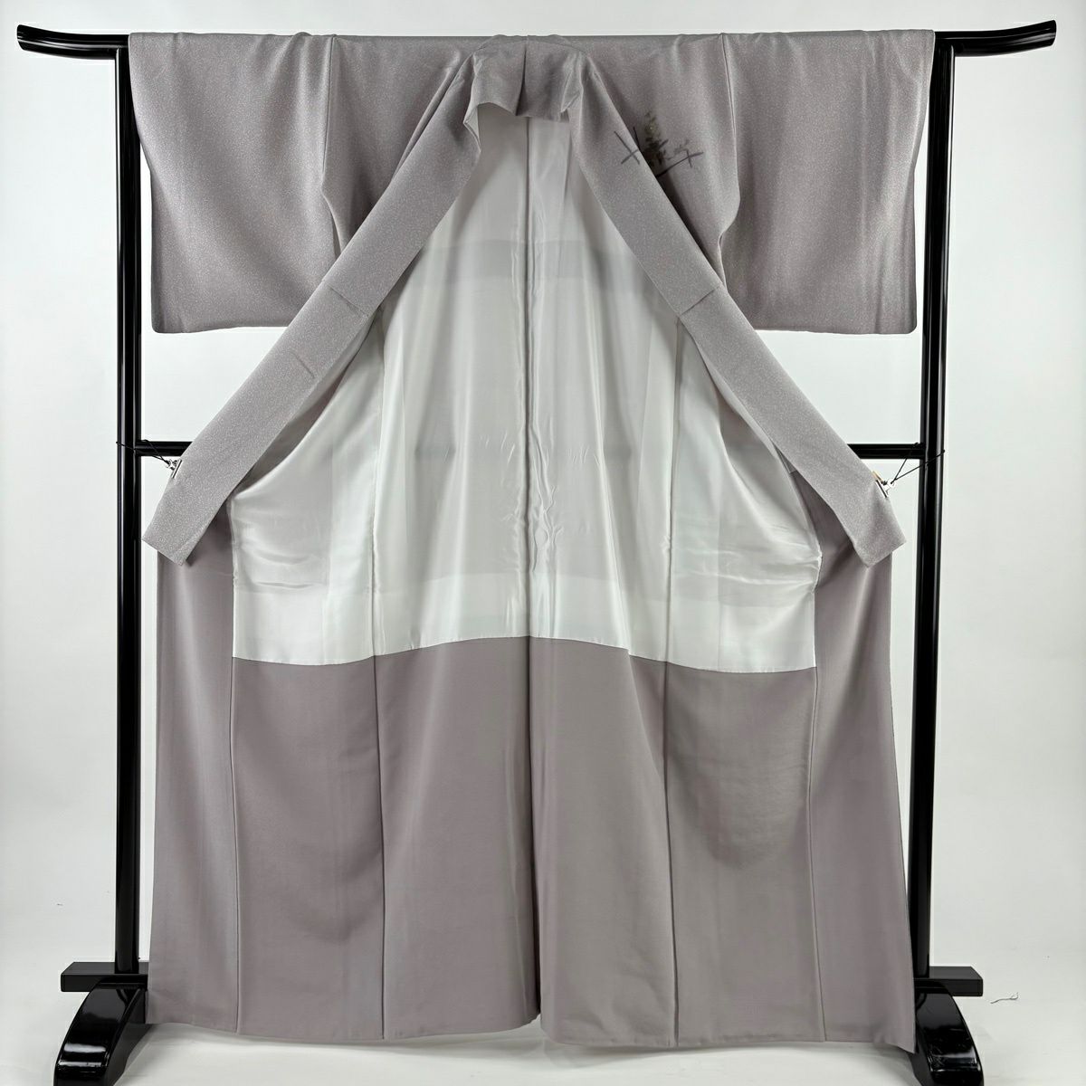訪問服 身長167cm 袖長64.5cm M 雙層 花車 蜀江華紋 金彩裝飾 刺繡 灰紫 純蠶絲 秀品級