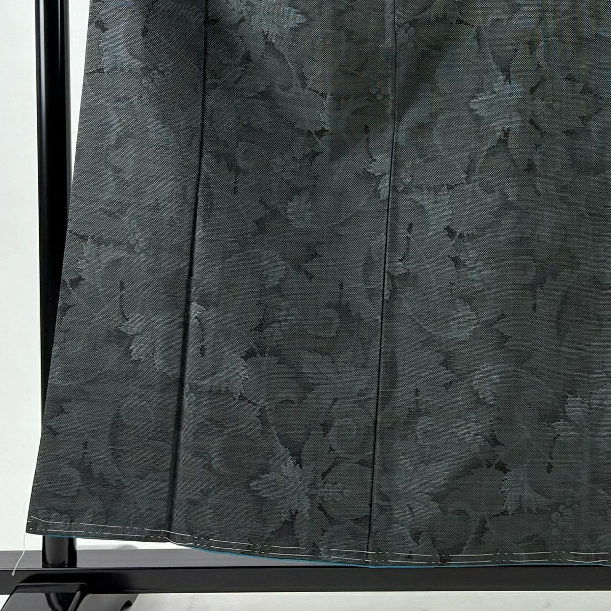 【美品】 紬織織 身長158cm 袖長64cm M 雙層 葡萄唐草紋 灰綠 純蠶絲 秀品級