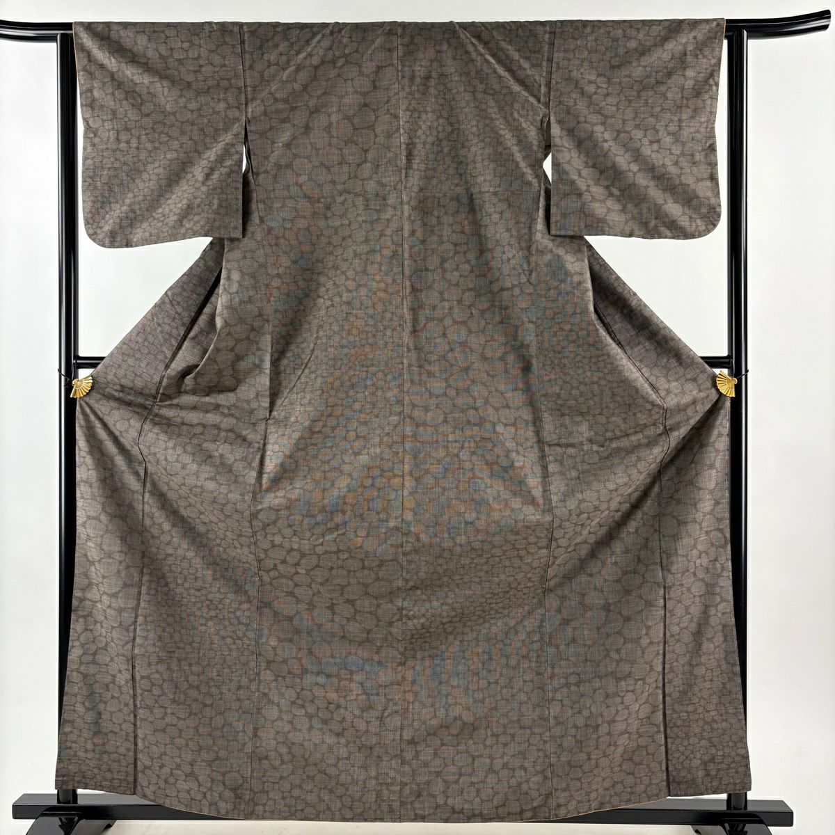【美品】 紬織 身長163cm 袖長62.5cm S 雙層 石畳 灰茶 純蠶絲 秀品級