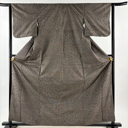 【美品】 紬織 身長163cm 袖長62.5cm S 雙層 石畳 灰茶 純蠶絲 秀品級