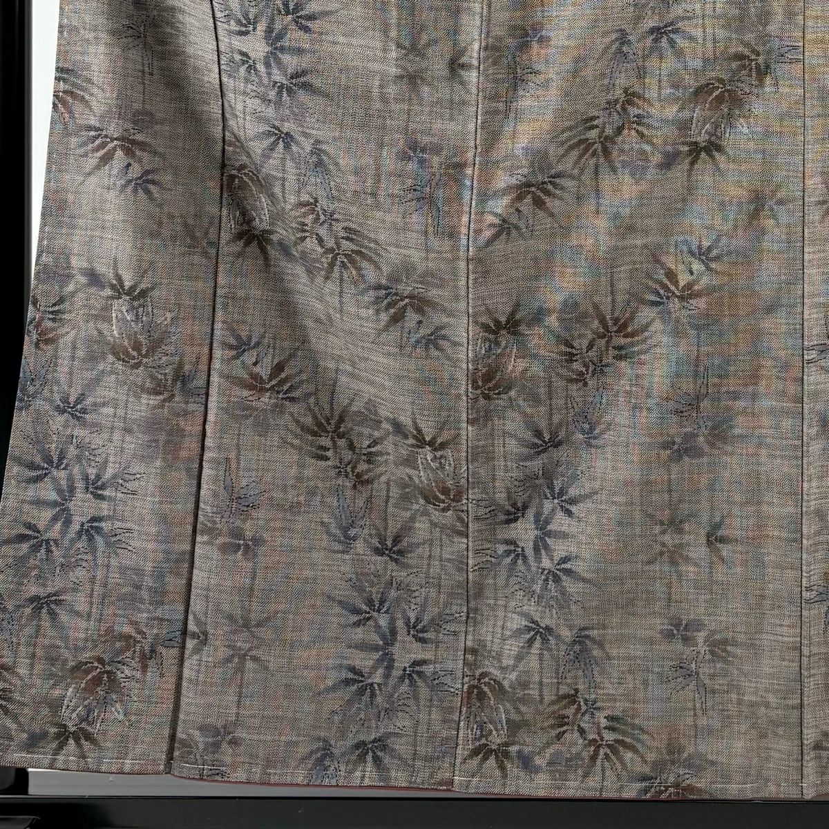 【美品】 紬織 身長159.5cm 袖長63.5cm S 雙層 笹 灰茶 純蠶絲 秀品級