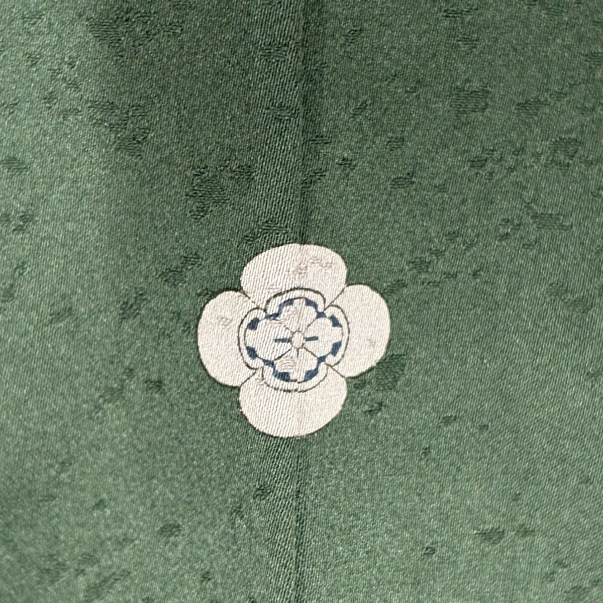 付下 身長154cm 袖長63cm S 雙層 若松樹 霞刺繡 金彩裝飾 深綠 純蠶絲 秀品級 一つ紋