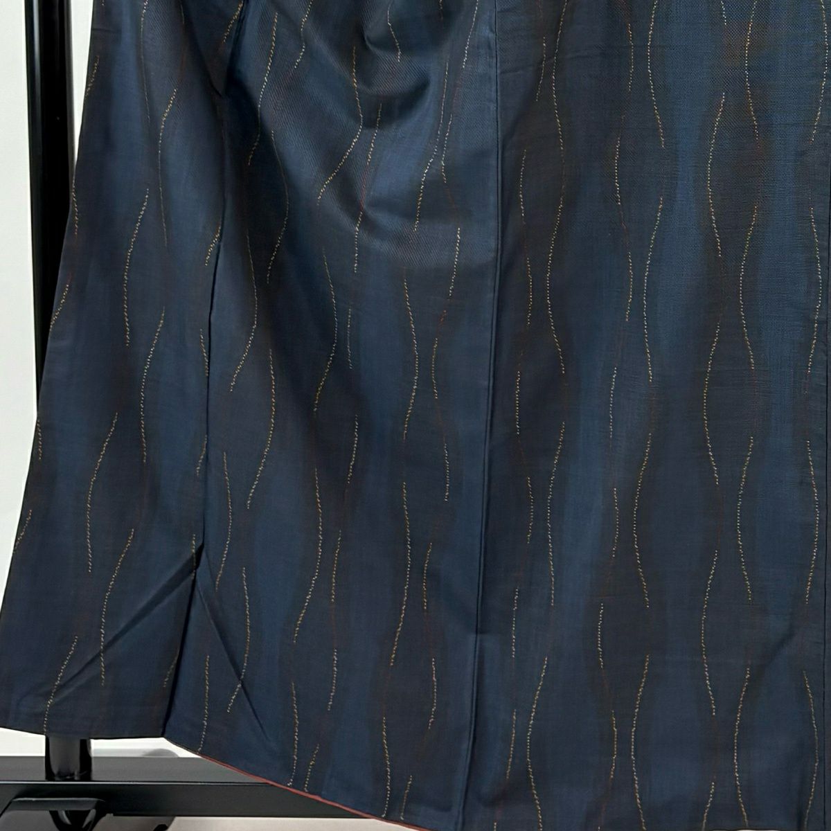 【美品】 紬織 身長159.5cm 袖長63.5cm S 雙層 立涌 深藍 純蠶絲 秀品級