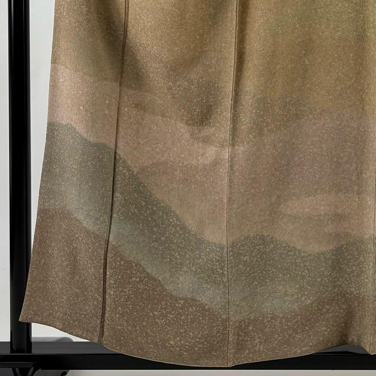 【美品】訪問服 身長156.5cm 袖長63cm S 雙層 霞 山並 金銀彩 薄黃土 純蠶絲 秀品級