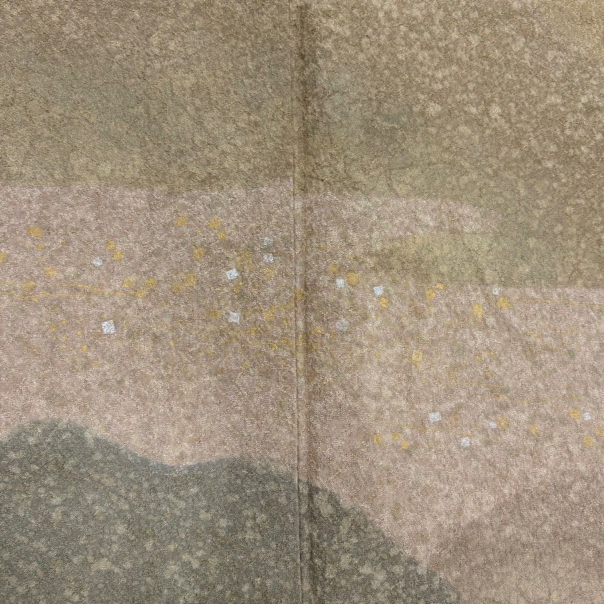 【美品】訪問服 身長156.5cm 袖長63cm S 雙層 霞 山並 金銀彩 薄黃土 純蠶絲 秀品級