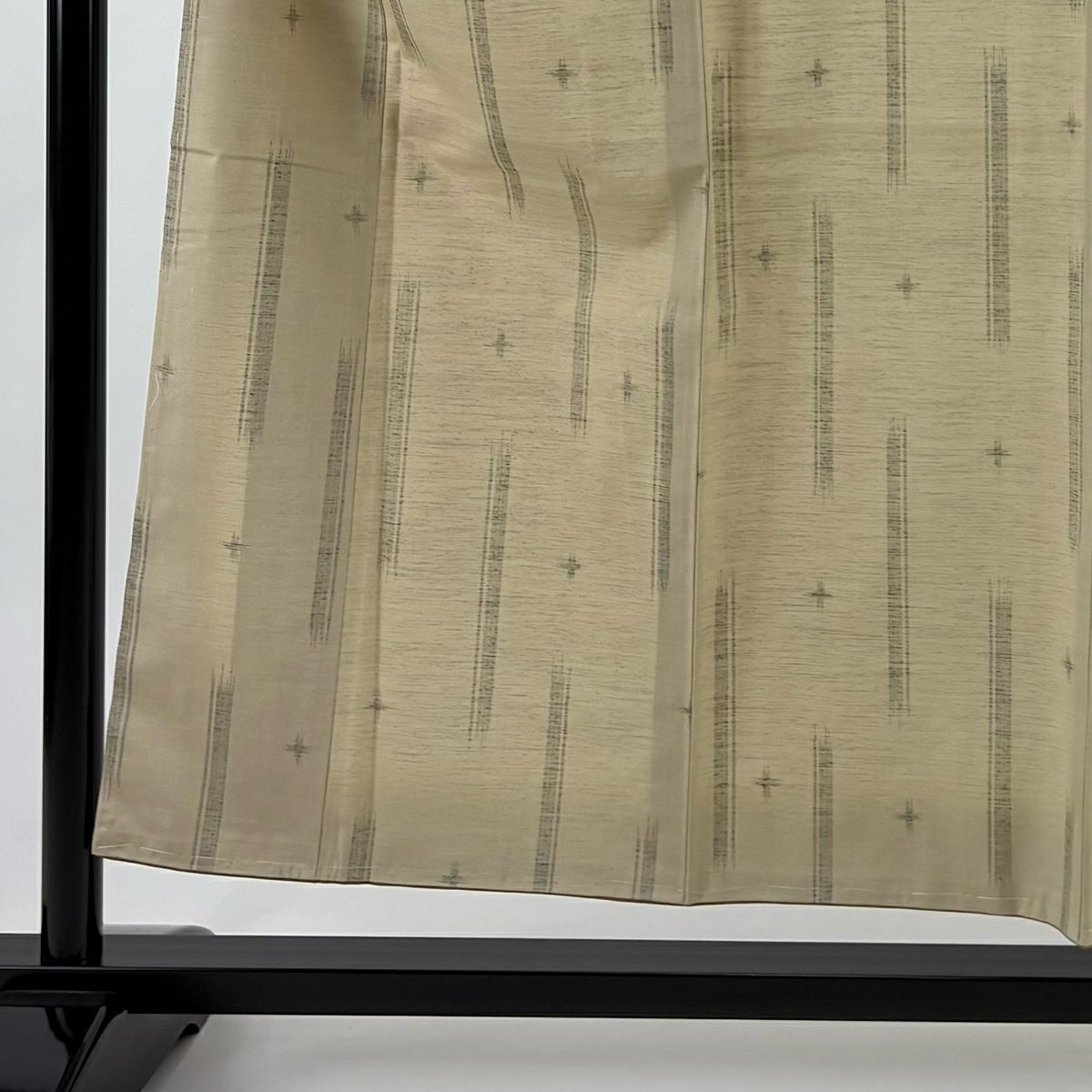 【美品】 紬織 身長155.5cm 袖長63.5cm S 雙層 十字絣 縞紋 米色 化纖 優品級