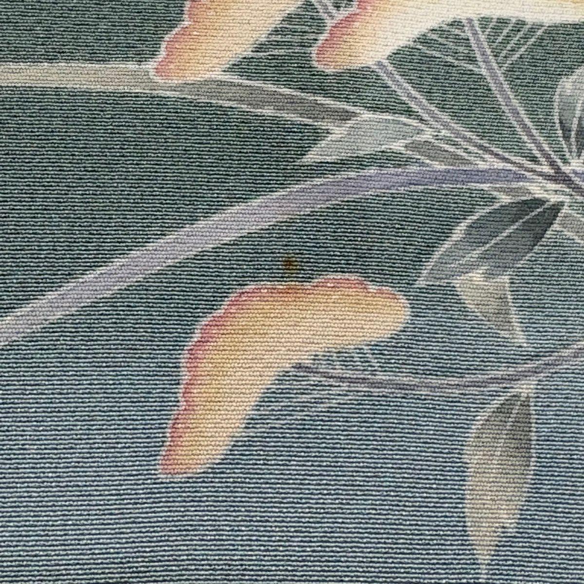 訪問服 身長160cm 袖長67cm M 雙層 落款 紫陽花 漸層 灰綠 純蠶絲 秀品級