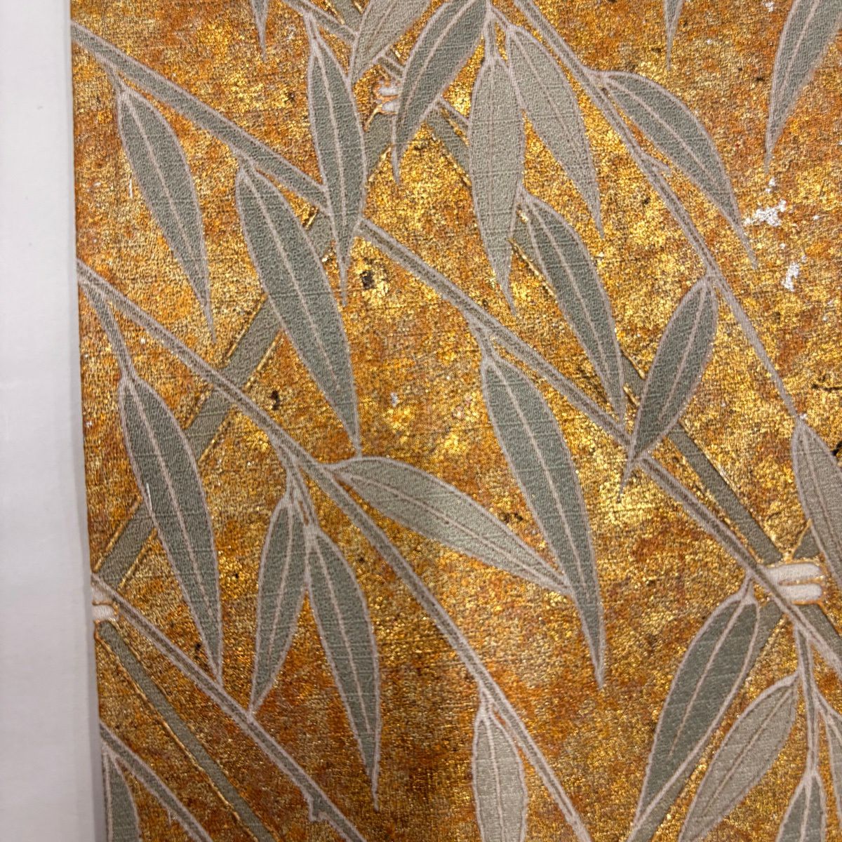 訪問服 身長159cm 袖長64.5cm M 雙層 扇子面 草花紋紋 金絲 金銀彩 粉米色 純蠶絲 優品級