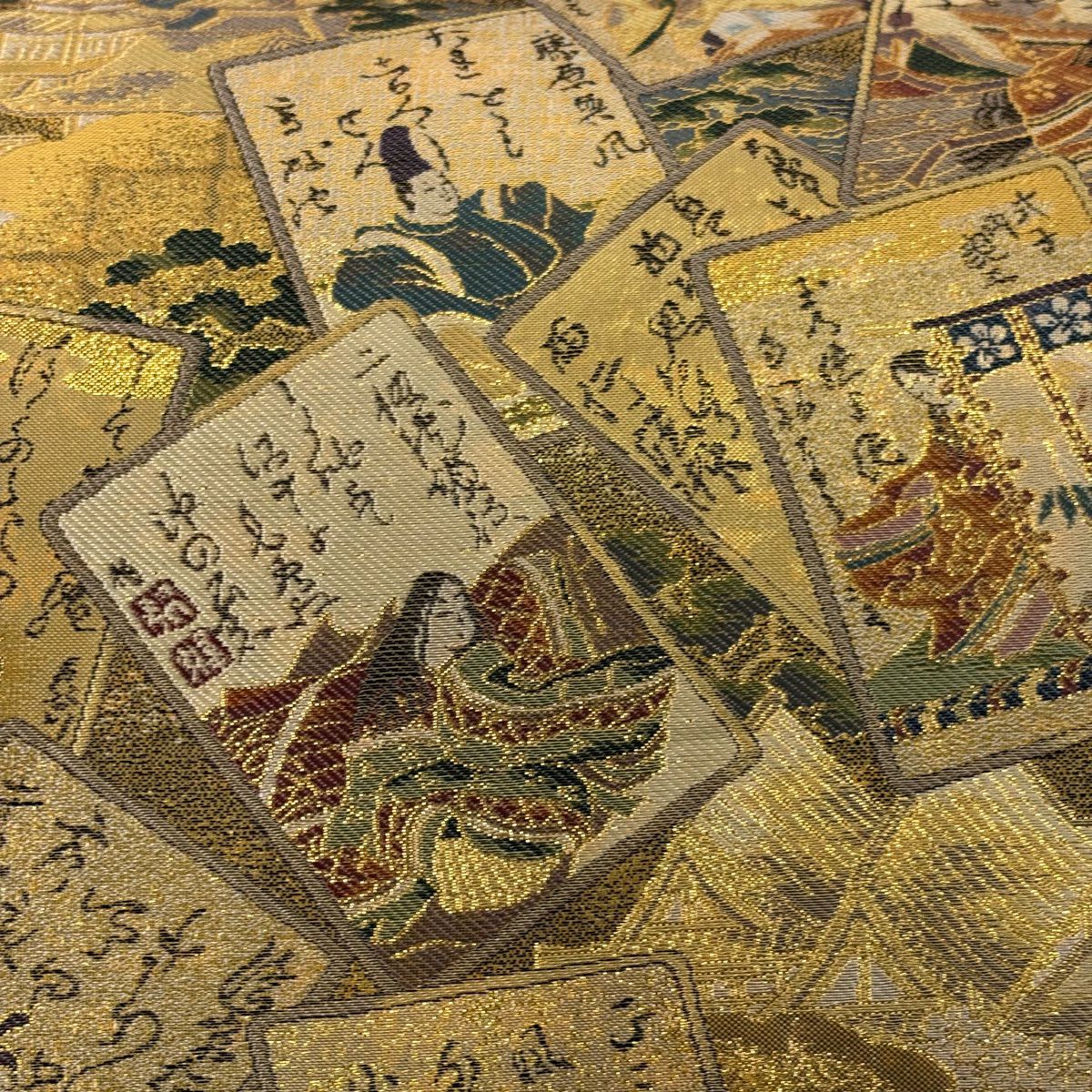 【美品】 袋帶 名品級 牌子 建築 金絲 金金箔 金色 六通 純蠶絲
