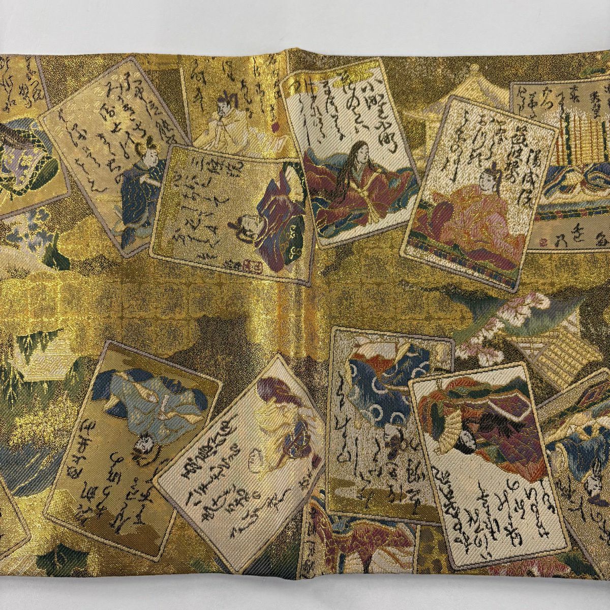 【美品】 袋帶 名品級 牌子 建築 金絲 金金箔 金色 六通 純蠶絲