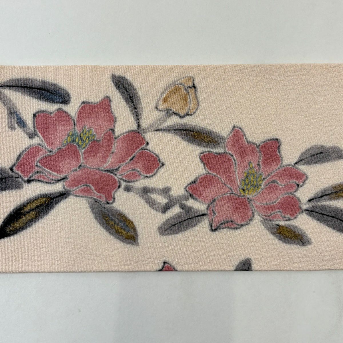 名古屋帶 名品級 附落款 山科春宣 草花紋紋 金銀彩 漸變 鮭粉色 純蠶絲