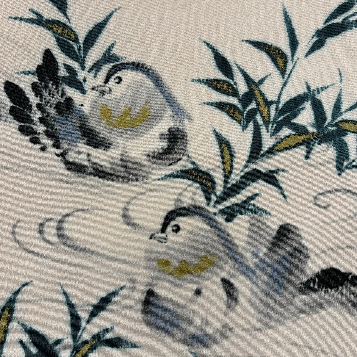 【美品】 名古屋帶 名品級 落款有 山科春宣 鴛鴦 流水 金彩裝飾 鮭粉色 純蠶絲