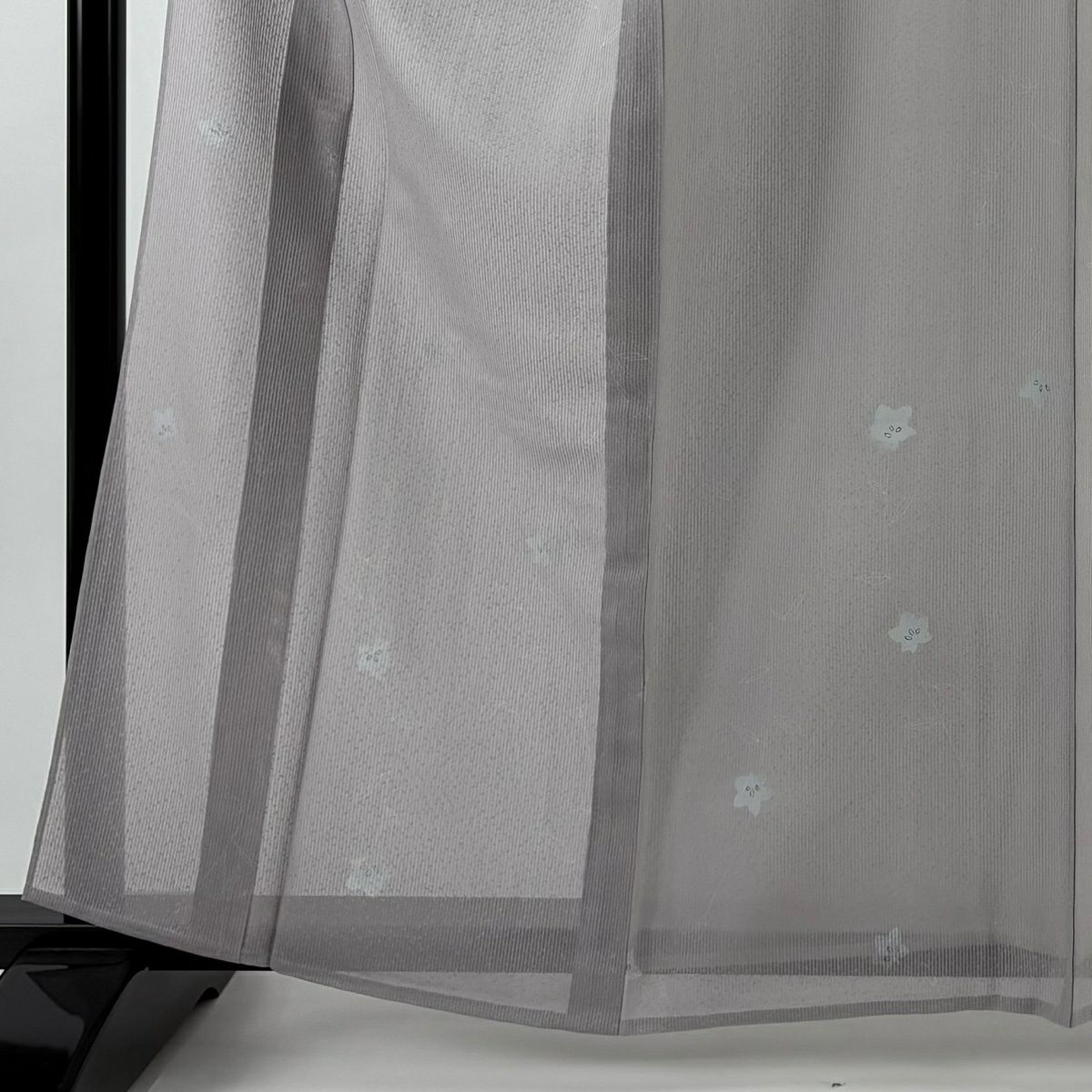 【美品】 小紋 身長161cm 袖長64cm M 薄物 縱絽 桔梗 灰紫 純蠶絲 名品級