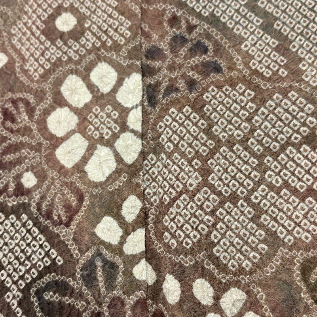 訪問服 身長156cm 袖長63.5cm S 雙層 菊花 青海波 絞染 小豆 純蠶絲 名品級