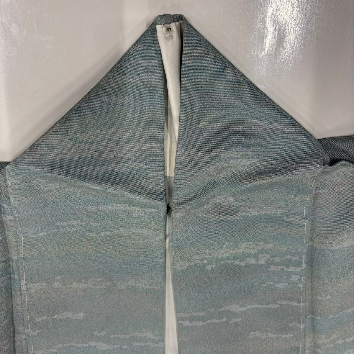 【美品】 付下 身長167.5cm 袖長66cm M 雙層 霞 漸層 青灰 純蠶絲 名品級