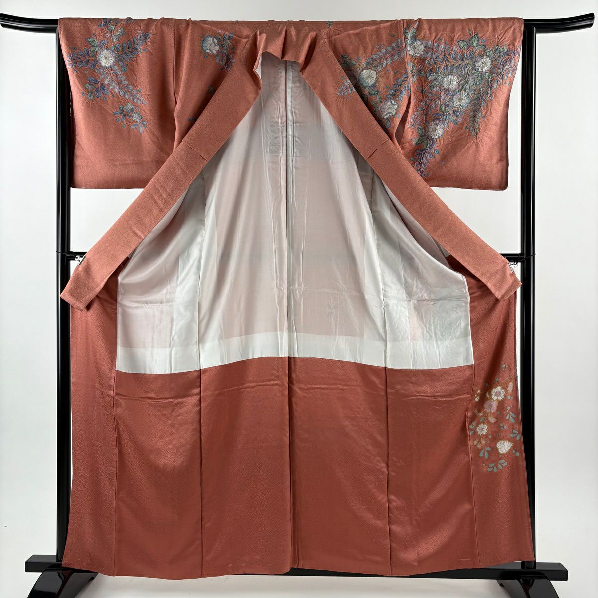 訪問服 身長160.5cm 袖長65cm M 雙層 辻花染 金彩裝飾 漸層 粉紅 純蠶絲 名品級