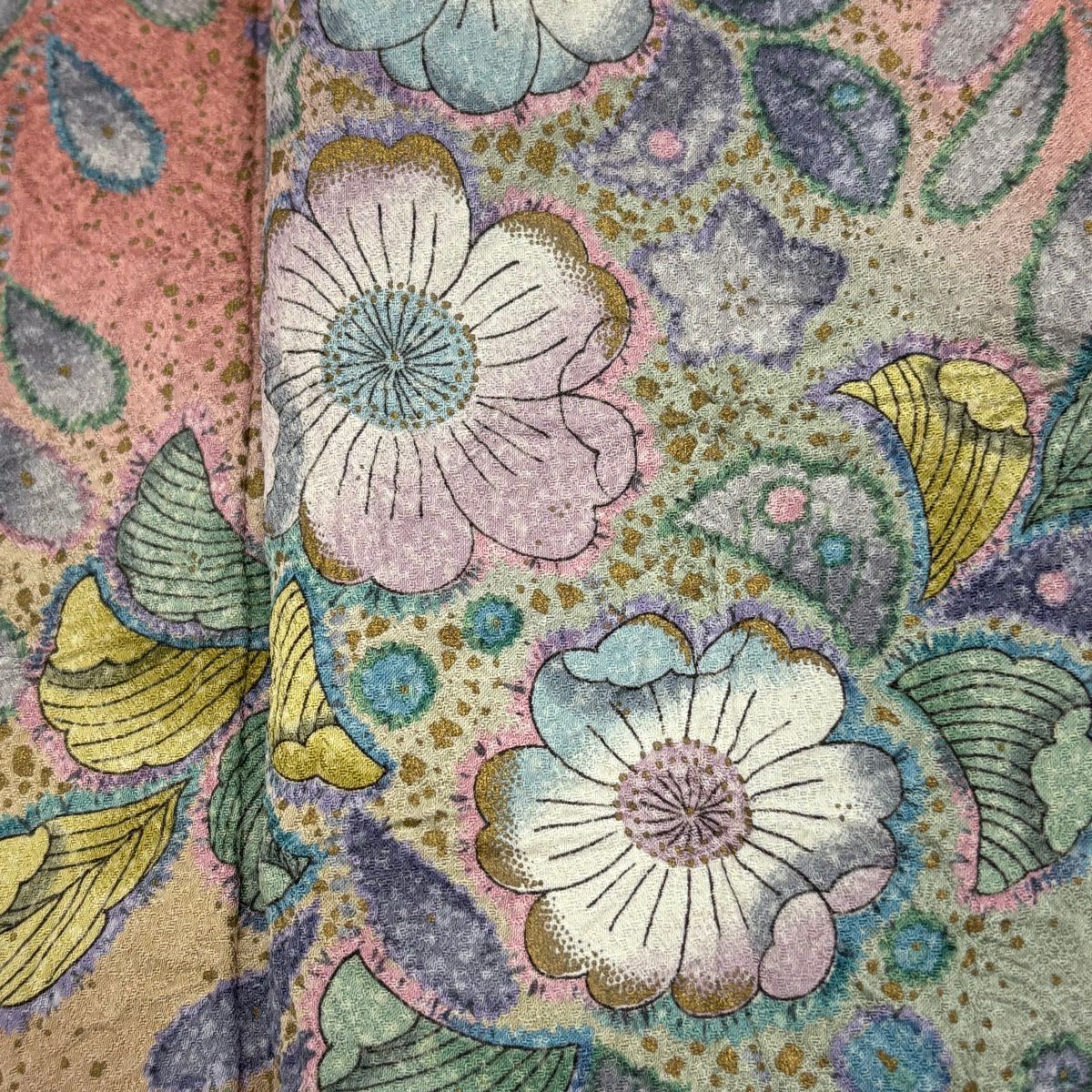 訪問服 身長160.5cm 袖長65cm M 雙層 辻花染 金彩裝飾 漸層 粉紅 純蠶絲 名品級
