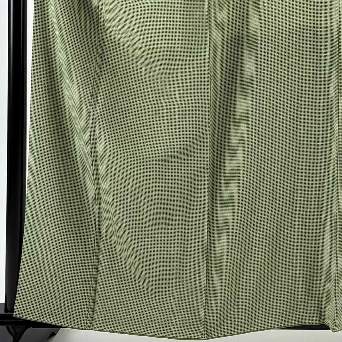 【美品】 小紋 身長160cm 袖長63.5cm S 雙層 落款あり 格子 薄綠 純蠶絲 名品級