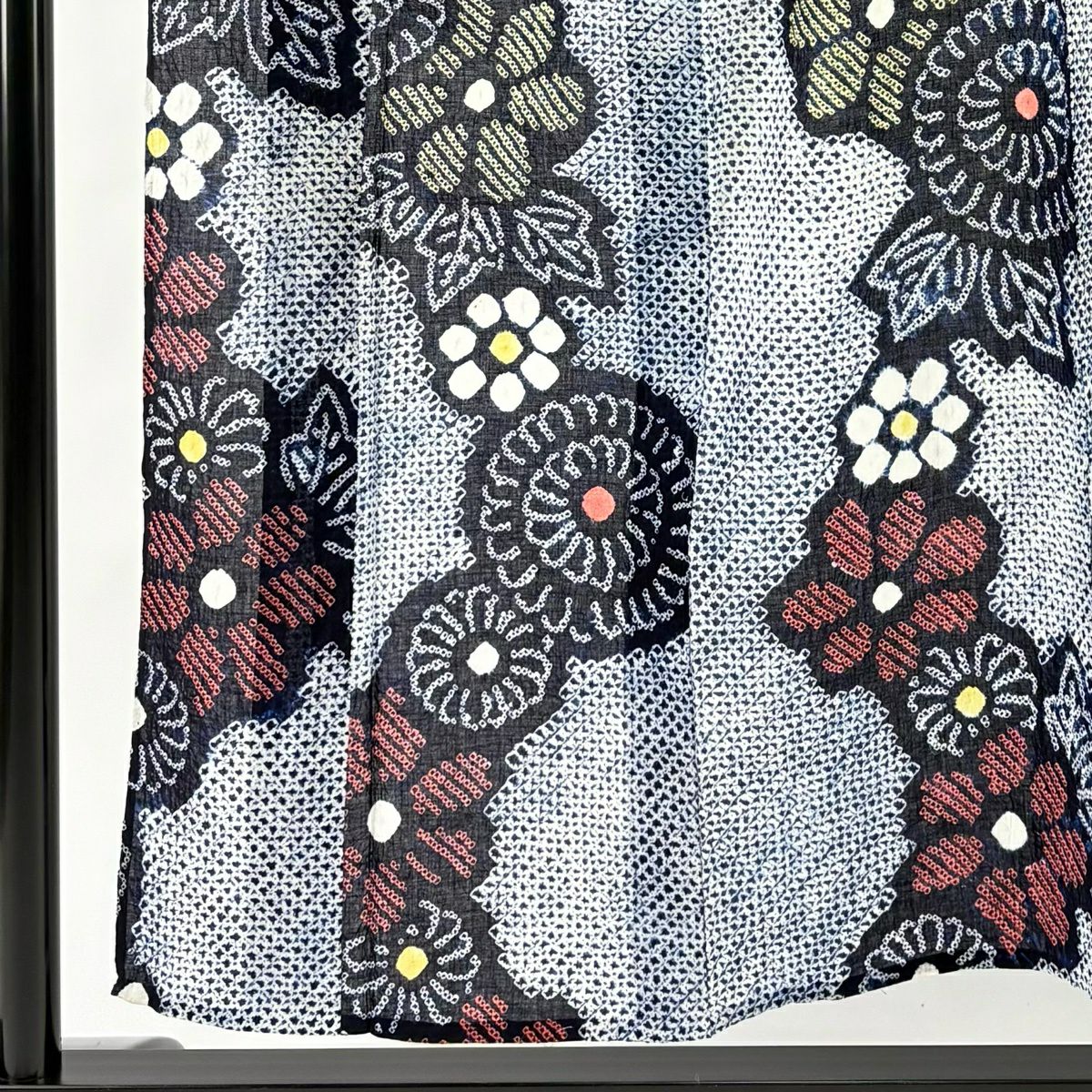 浴衣 身長152cm 袖長61cm S 絞染浴衣 菊花 深藍 純棉 名品級