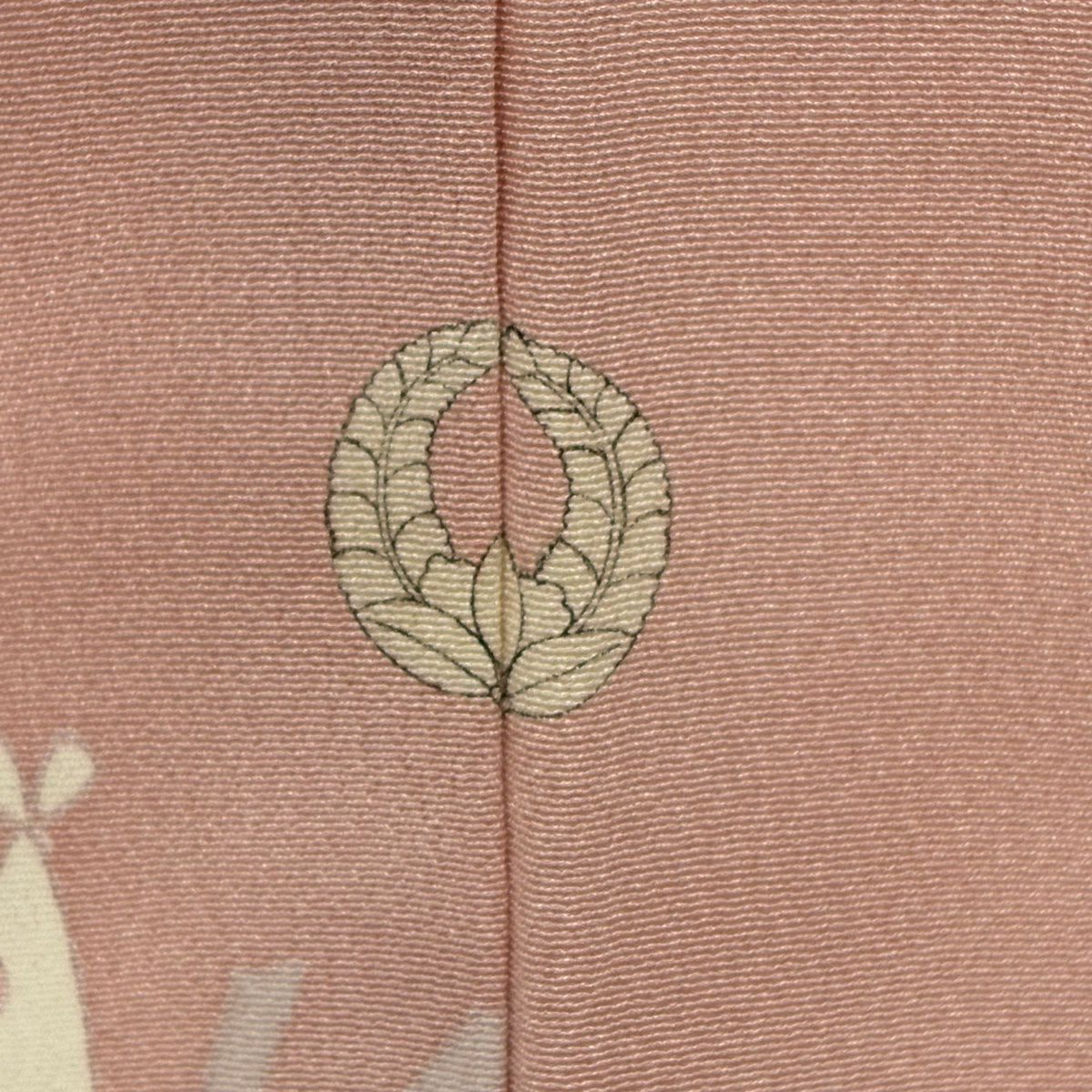 【美品】訪問服 身長156.5cm 袖長62cm S 雙層 落款あり 菊花 若松樹 染分 ぼかし 粉紅 純蠶絲 名品級 一つ紋