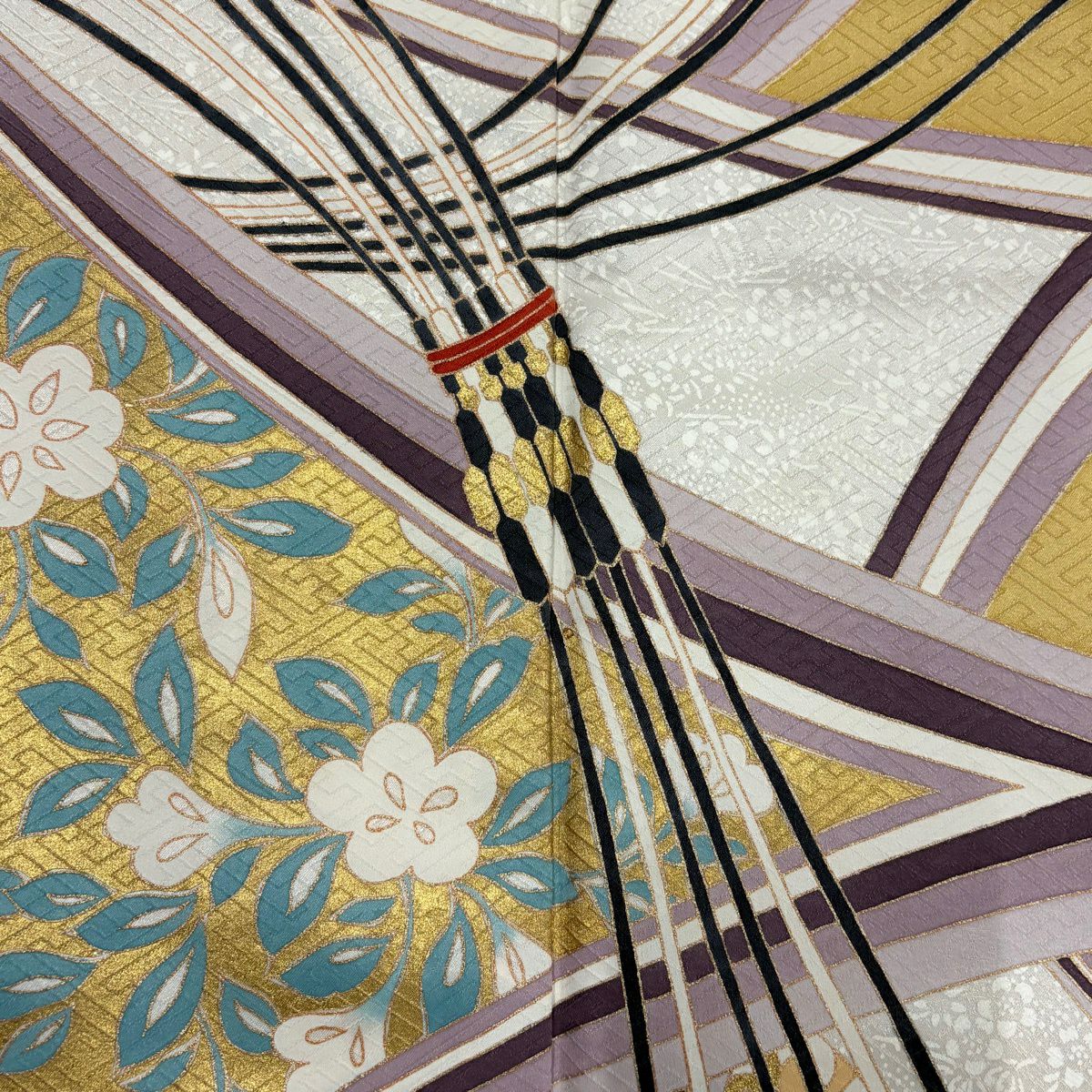 【美品】訪問服 身長154.5cm 袖長62cm S 雙層 吾妻德穗 落款あり 花唐草紋 熨斗紋 金銀彩 芥末色 純蠶絲 名品級 一つ紋