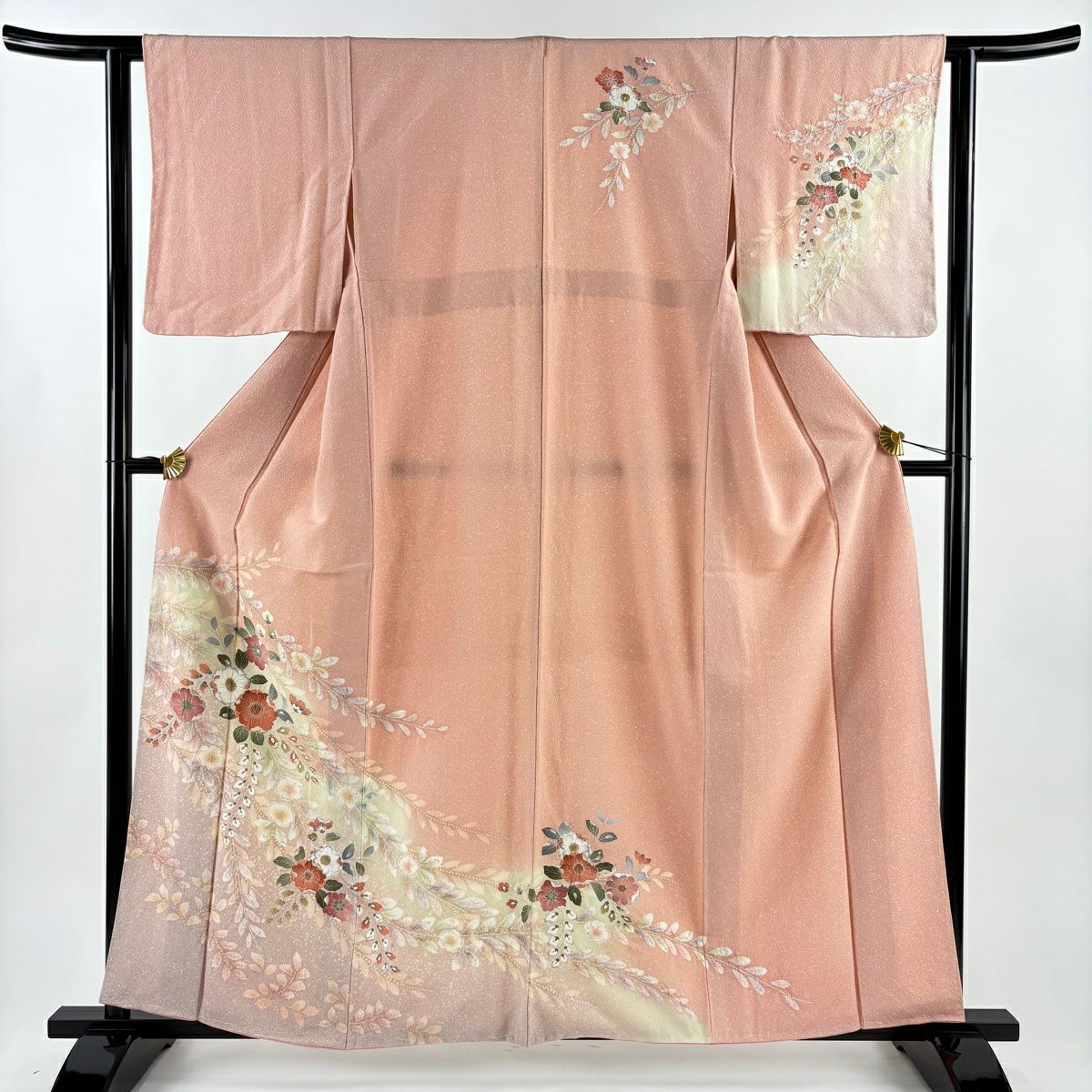 訪問服 身長159cm 袖長61.5cm S 雙層 伊と幸 辻花染 漸層 金彩裝飾 粉紅 純蠶絲 名品級