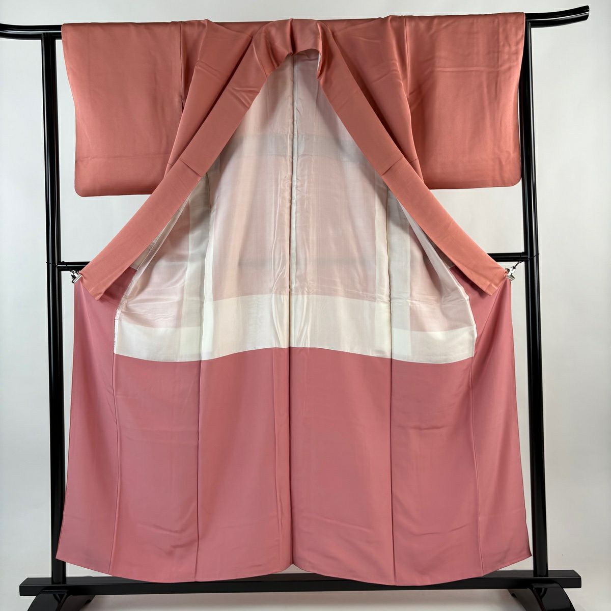 付下 身長156cm 袖長63.5cm S 雙層 菊花 梅花 刺繡 粉米色 純蠶絲 優品級