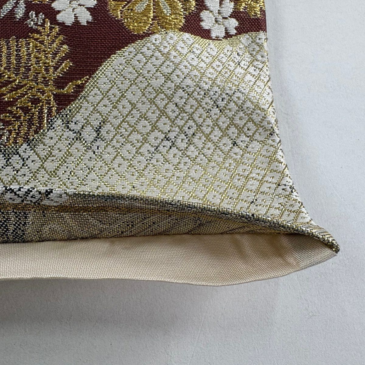 【美品】 袋帶 秀品級 松樹竹子梅花 波 金金箔 金銀彩 銀 六通 純蠶絲