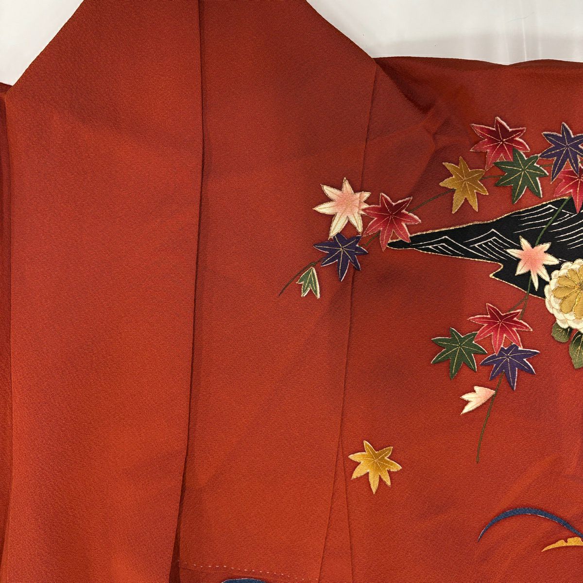 訪問服 身長156.5cm 袖長62.5cm S 雙層 花井幸子 落款あり 菊花 松樹竹子梅花 金絲 金銀彩 紅茶 純蠶絲 名品級