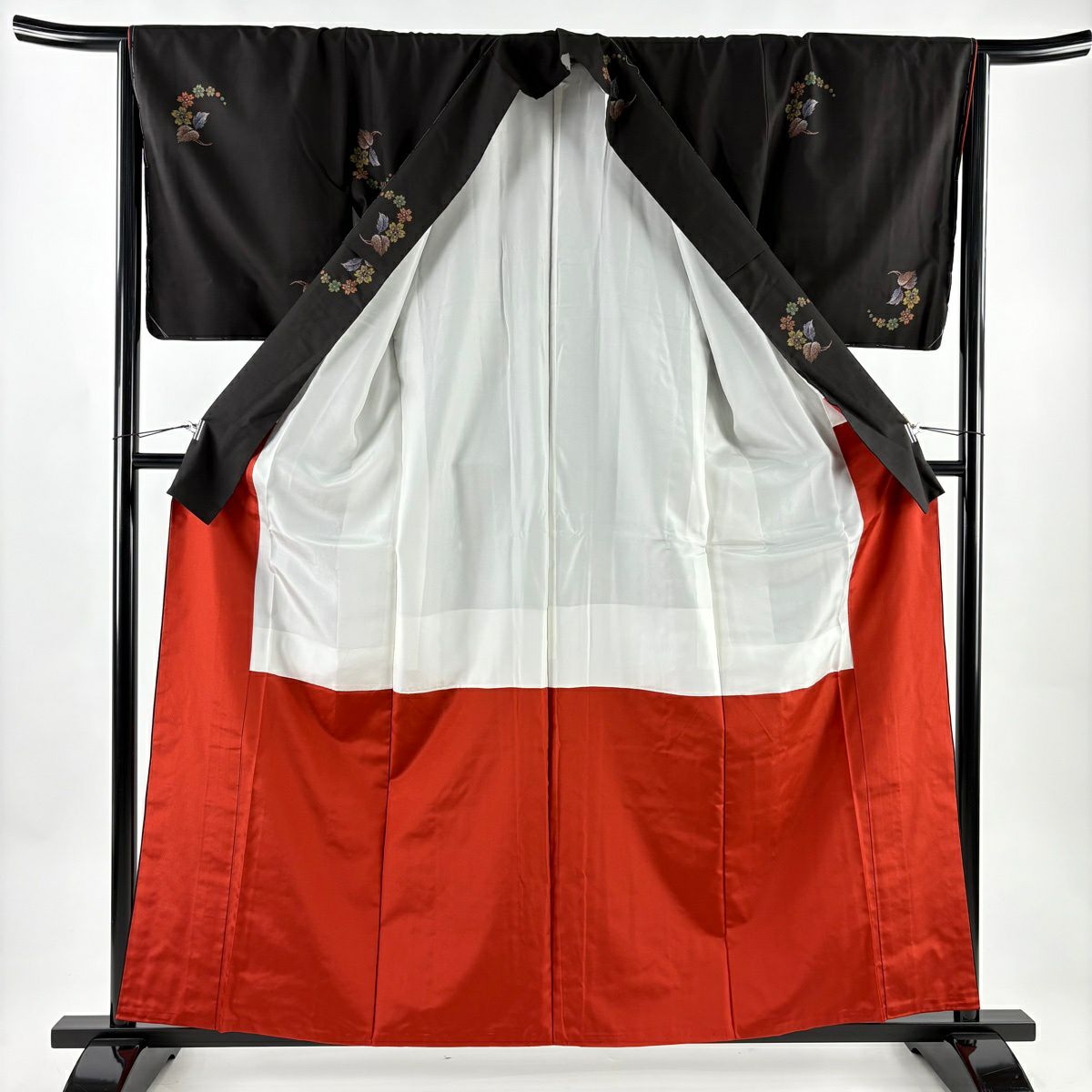 【美品】 大島紬織 身長160.5cm 袖長66.5cm M 雙層 證書齊全 櫻花 葉紋 純泥染 焦茶 正蠶絲 名品級
